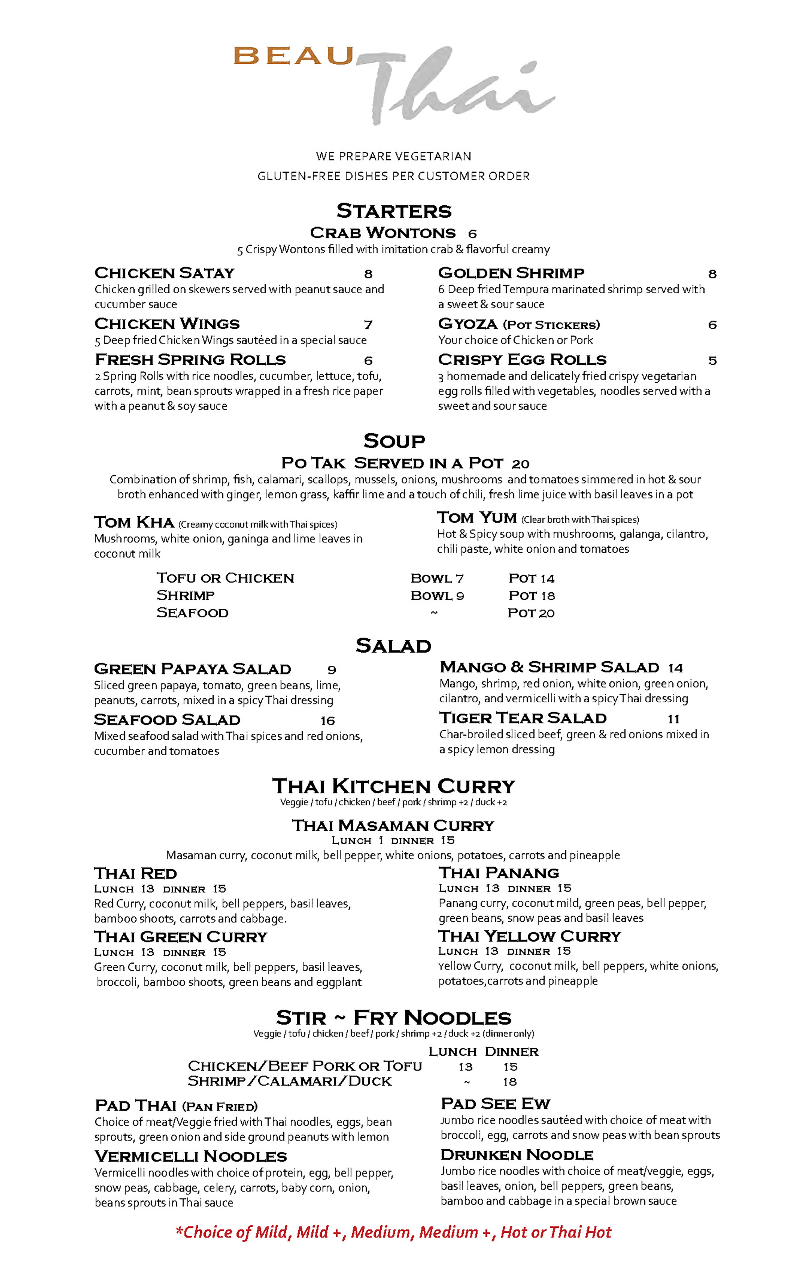 Beauthai Menu 1